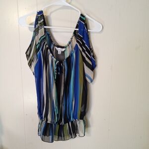 Spense Multicolor Striped Short Sleeve Top